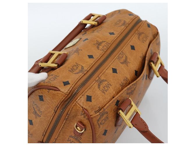 Borsa a Mano MCM Vicetos Logogram PVC Pelle Marrone Oro Auth 185091 D'oro - vista 6