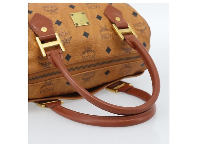 Borsa a Mano MCM Vicetos Logogram PVC Pelle Marrone Oro Auth 185091 D'oro - vista 7