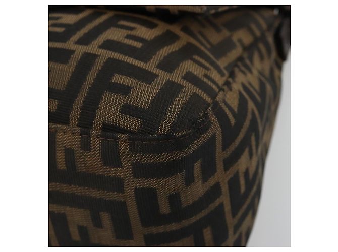 FENDI Zucca Canvas Mamma Baguette Shoulder Bag Black Brown Auth 184905SAM Marrone Nero - vista 10