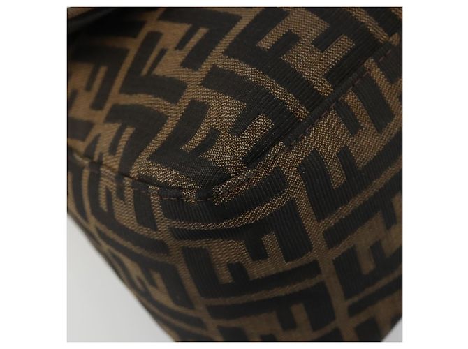FENDI Zucca Canvas Mamma Baguette Shoulder Bag Black Brown Auth 184905SAM Marrone Nero - vista 11