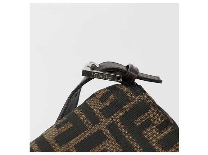 FENDI Zucca Canvas Mamma Baguette Shoulder Bag Black Brown Auth 184905SAM Marrone Nero - vista 14