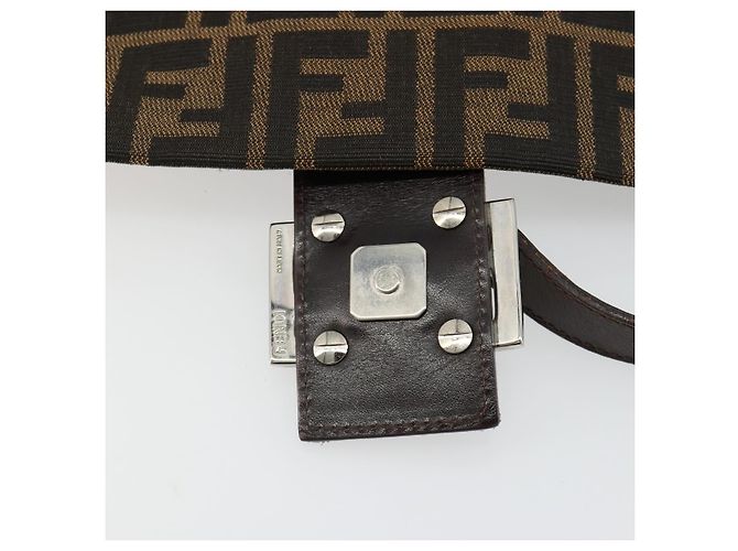 FENDI Zucca Canvas Mamma Baguette Shoulder Bag Black Brown Auth 184905SAM Marrone Nero - vista 17