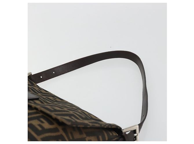 FENDI Zucca Canvas Mamma Baguette Shoulder Bag Black Brown Auth 184905SAM Marrone Nero - vista 8