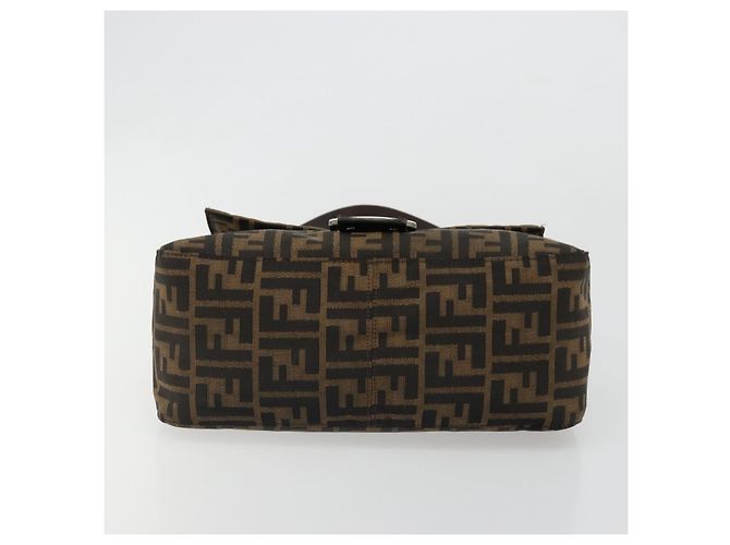 FENDI Zucca Canvas Mamma Baguette Shoulder Bag Black Brown Auth 184905SAM Marrone Nero - vista 9