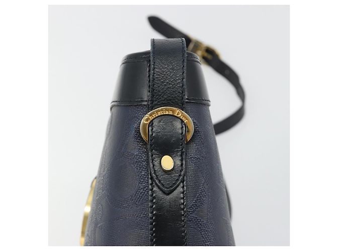 Borsa a tracolla Christian Dior Trotter Canvas PVC Blu Navy Oro Auth BA13388A D'oro - vista 14