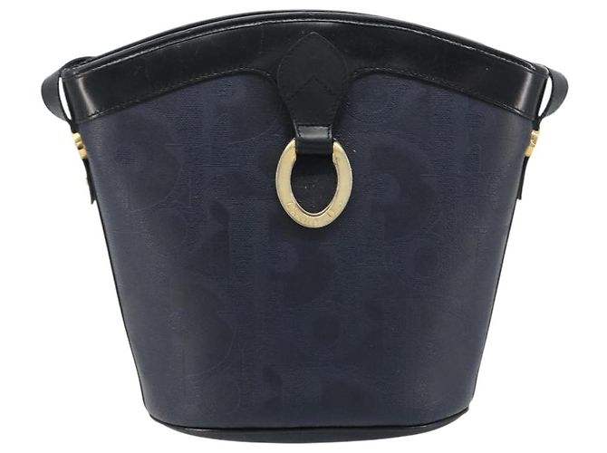 Borsa a tracolla Christian Dior Trotter Canvas PVC Blu Navy Oro Auth BA13388A D'oro - vista 2