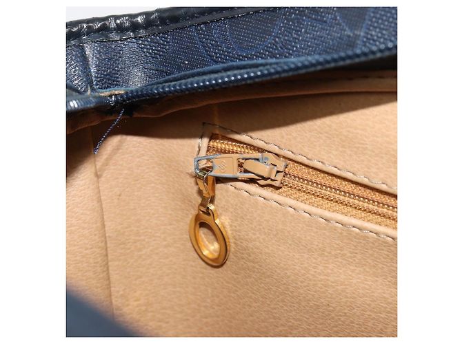 Borsa a tracolla Christian Dior Trotter Canvas PVC Blu Navy Oro Auth BA13388A D'oro - vista 21