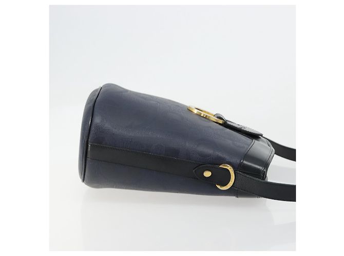 Borsa a tracolla Christian Dior Trotter Canvas PVC Blu Navy Oro Auth BA13388A D'oro - vista 4