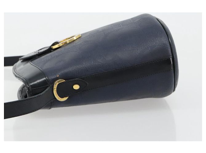 Borsa a tracolla Christian Dior Trotter Canvas PVC Blu Navy Oro Auth BA13388A D'oro - vista 5