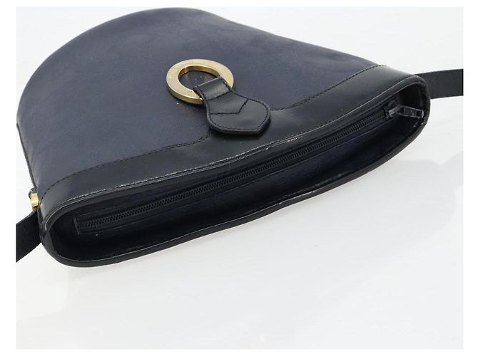 Borsa a tracolla Christian Dior Trotter Canvas PVC Blu Navy Oro Auth BA13388A D'oro - vista 6