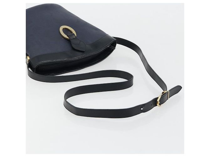 Borsa a tracolla Christian Dior Trotter Canvas PVC Blu Navy Oro Auth BA13388A D'oro - vista 7