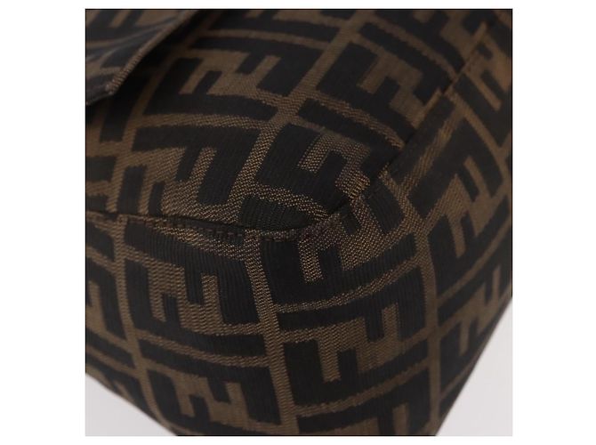FENDI Zucca Canvas Mamma Baguette Shoulder Bag Black Brown Auth 185682SAV Marrone Nero - vista 10