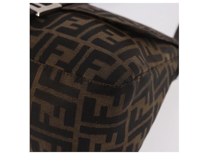 FENDI Zucca Canvas Mamma Baguette Shoulder Bag Black Brown Auth 185682SAV Marrone Nero - vista 11
