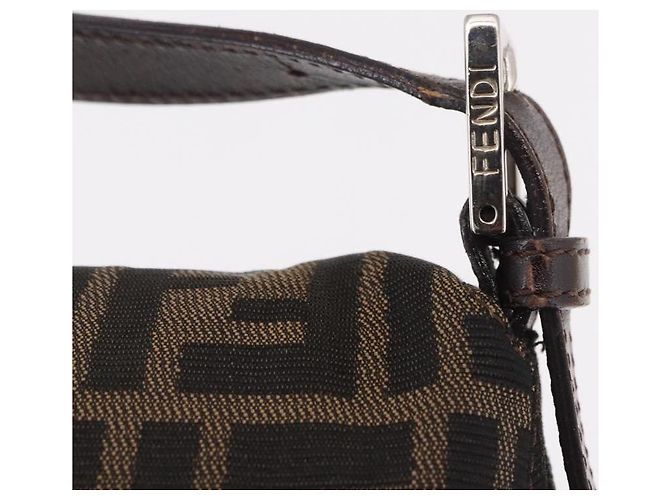 FENDI Zucca Canvas Mamma Baguette Shoulder Bag Black Brown Auth 185682SAV Marrone Nero - vista 14