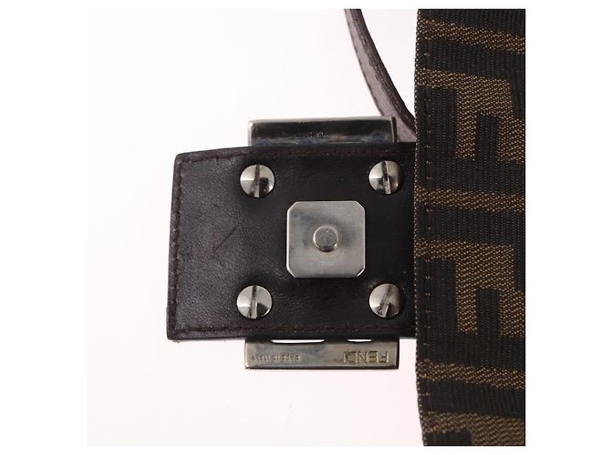 FENDI Zucca Canvas Mamma Baguette Shoulder Bag Black Brown Auth 185682SAV Marrone Nero - vista 16