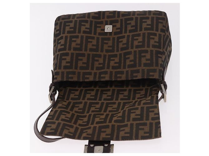 FENDI Zucca Canvas Mamma Baguette Shoulder Bag Black Brown Auth 185682SAV Marrone Nero - vista 17