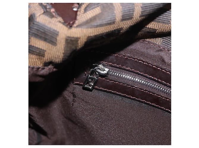 FENDI Zucca Canvas Mamma Baguette Shoulder Bag Black Brown Auth 185682SAV Marrone Nero - vista 22