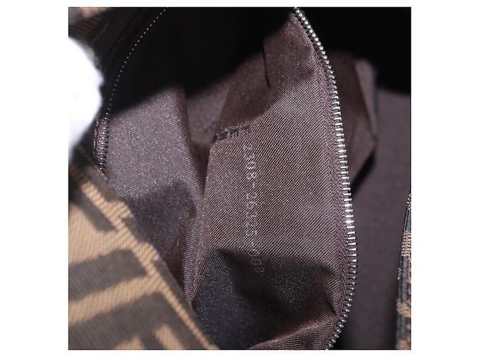 FENDI Zucca Canvas Mamma Baguette Shoulder Bag Black Brown Auth 185682SAV Marrone Nero - vista 24