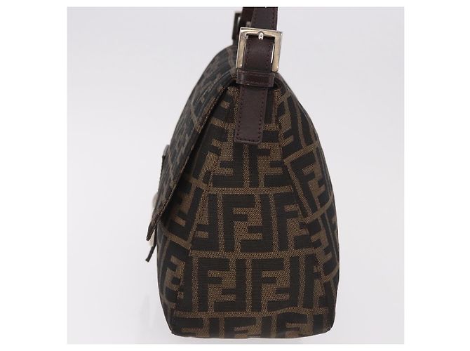 FENDI Zucca Canvas Mamma Baguette Shoulder Bag Black Brown Auth 185682SAV Marrone Nero - vista 4