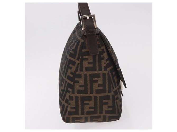 FENDI Zucca Canvas Mamma Baguette Shoulder Bag Black Brown Auth 185682SAV Marrone Nero - vista 5