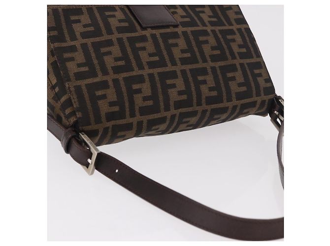 FENDI Zucca Canvas Mamma Baguette Shoulder Bag Black Brown Auth 185682SAV Marrone Nero - vista 6