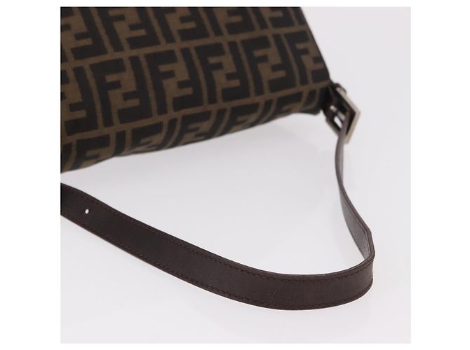 FENDI Zucca Canvas Mamma Baguette Shoulder Bag Black Brown Auth 185682SAV Marrone Nero - vista 7