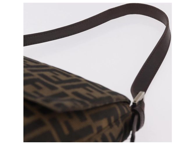 FENDI Zucca Canvas Mamma Baguette Shoulder Bag Black Brown Auth 185682SAV Marrone Nero - vista 8