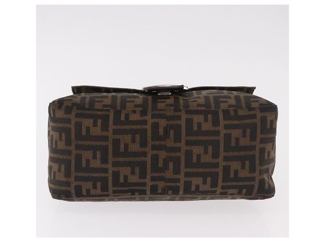 FENDI Zucca Canvas Mamma Baguette Shoulder Bag Black Brown Auth 185682SAV Marrone Nero - vista 9