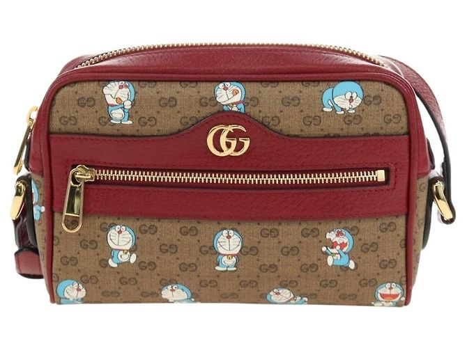 Borsa GUCCI Collaborazione Doraemon Micro GG Supreme PVC Beige 647784 Auth 184387M D'oro - vista 2