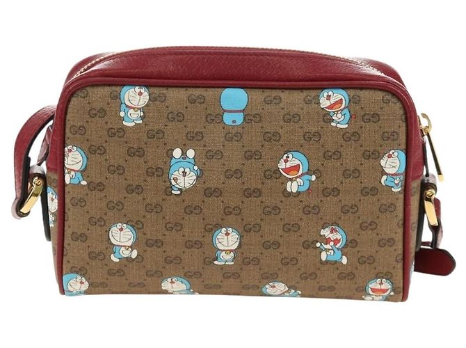 Borsa GUCCI Collaborazione Doraemon Micro GG Supreme PVC Beige 647784 Auth 184387M D'oro - vista 3