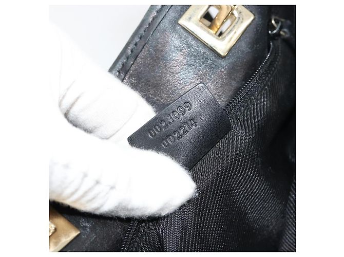 Borsa GUCCI GG Canvas Nera Oro 002 1099 Auth ka4695 Nero D'oro - vista 21