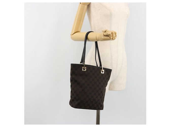 Borsa GUCCI GG Canvas Nera Oro 002 1099 Auth ka4695 Nero D'oro - vista 22