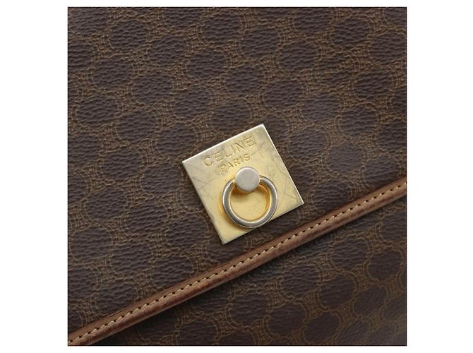 Céline Borsa a tracolla CELINE in tela Macadam PVC Pelle Marrone Oro Auth bs35574 D'oro - vista 14