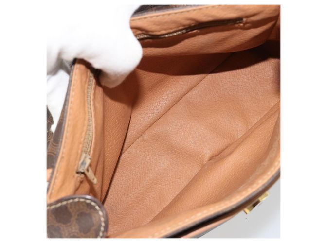 Céline Borsa a tracolla CELINE in tela Macadam PVC Pelle Marrone Oro Auth bs35574 D'oro - vista 17