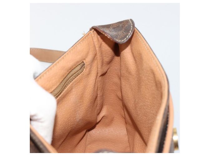 Céline Borsa a tracolla CELINE in tela Macadam PVC Pelle Marrone Oro Auth bs35574 D'oro - vista 18