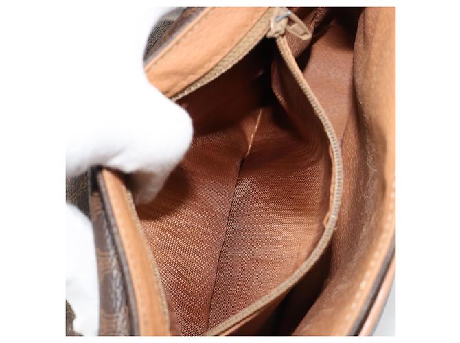 Céline Borsa a tracolla CELINE in tela Macadam PVC Pelle Marrone Oro Auth bs35574 D'oro - vista 21