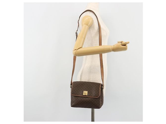Céline Borsa a tracolla CELINE in tela Macadam PVC Pelle Marrone Oro Auth bs35574 D'oro - vista 23
