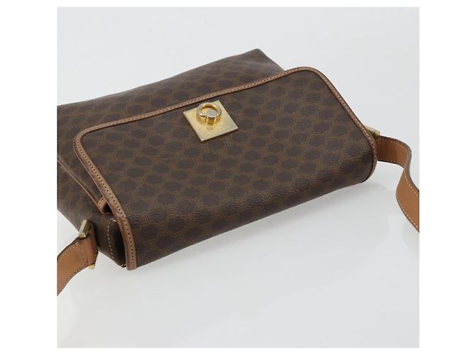 Céline Borsa a tracolla CELINE in tela Macadam PVC Pelle Marrone Oro Auth bs35574 D'oro - vista 6