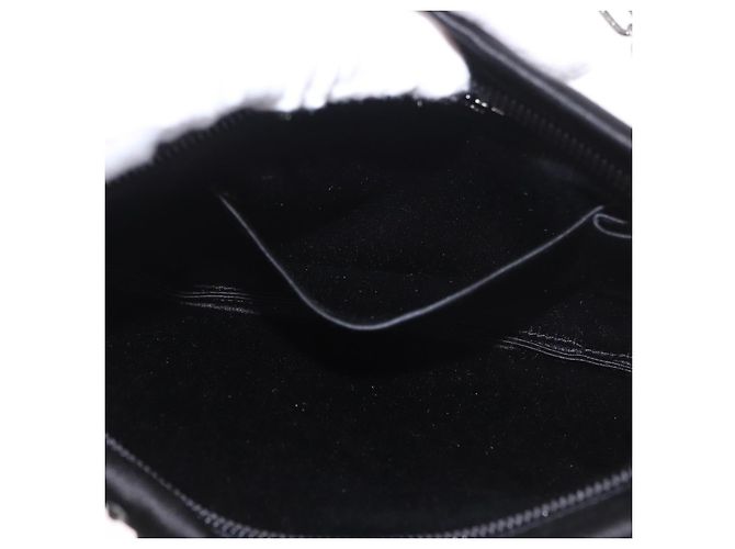 CHANEL Camelia Chain Schultertasche aus Satin Schwarz Silber CC Authentisch 184869SM - Ansicht 19