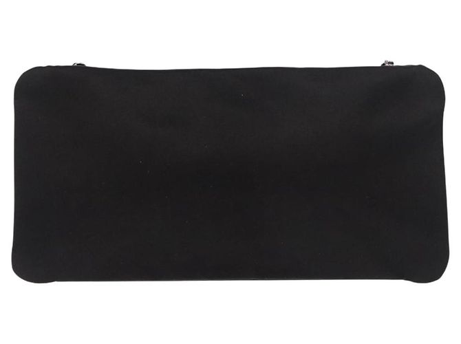 CHANEL Camelia Chain Schultertasche aus Satin Schwarz Silber CC Authentisch 184869SM - Ansicht 3