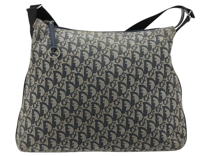 Borsa a tracolla Christian Dior Trotter Canvas Navy Silver Auth 184967A Argento Blu navy - vista 2