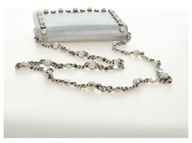 Borsa a Spalla Miu Miu in Pelle Argento Auth BA13407M - vista 8