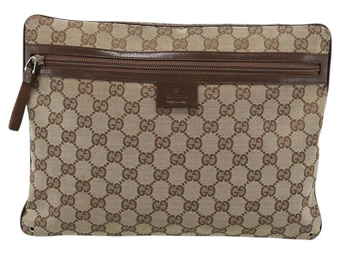 Borsa a Spalla GUCCI GG Canvas Beige Argento 90476 Auth ep14683 - vista 2
