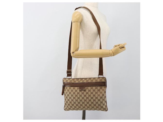 Borsa a Spalla GUCCI GG Canvas Beige Argento 90476 Auth ep14683 - vista 25