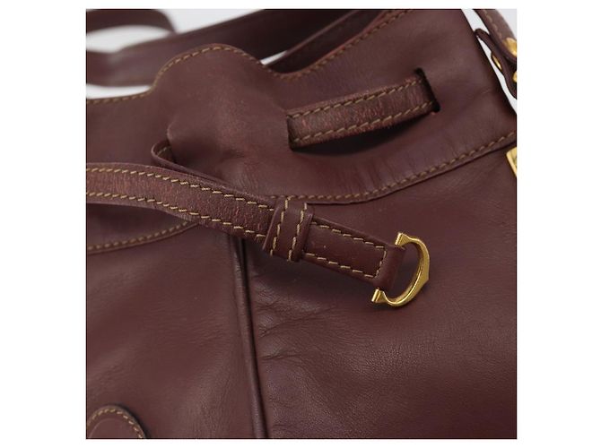 CARTIER Must Line Borsa a Spalla in Pelle Bordeaux Oro Auth bs35510 D'oro Bordò - vista 15