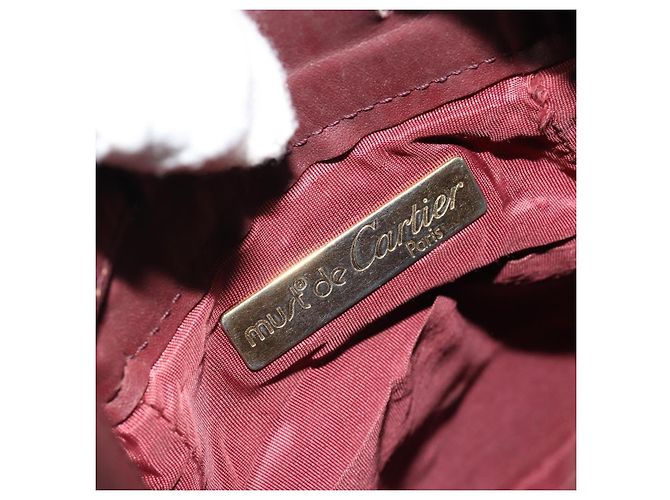 CARTIER Must Line Borsa a Spalla in Pelle Bordeaux Oro Auth bs35510 D'oro Bordò - vista 16