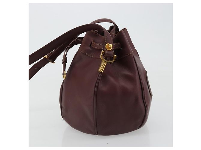 CARTIER Must Line Borsa a Spalla in Pelle Bordeaux Oro Auth bs35510 D'oro Bordò - vista 4