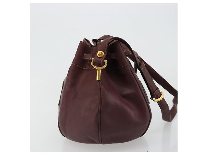CARTIER Must Line Borsa a Spalla in Pelle Bordeaux Oro Auth bs35510 D'oro Bordò - vista 5