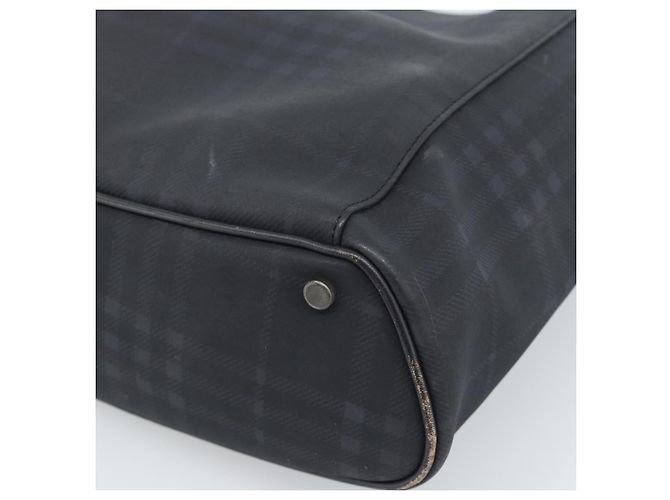 Borsa Tote BURBERRY Nova Check in PVC Blu navy Argento Auth ti3984 - vista 12