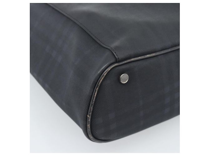 Borsa Tote BURBERRY Nova Check in PVC Blu navy Argento Auth ti3984 - vista 13